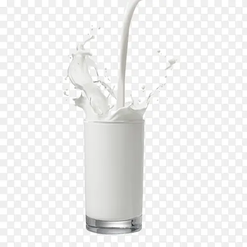 牛奶，玻璃杯，倒，奶花