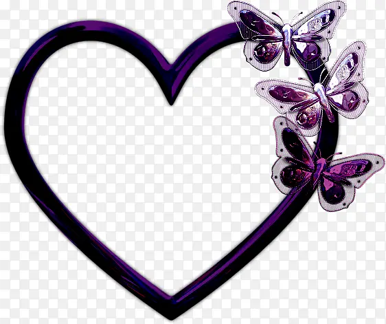 紫色蝴蝶爱心边框