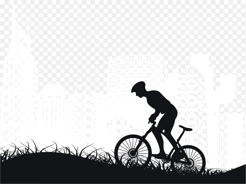 男子自行车剪影海报