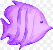 手绘紫色梦幻艺术热带鱼造型