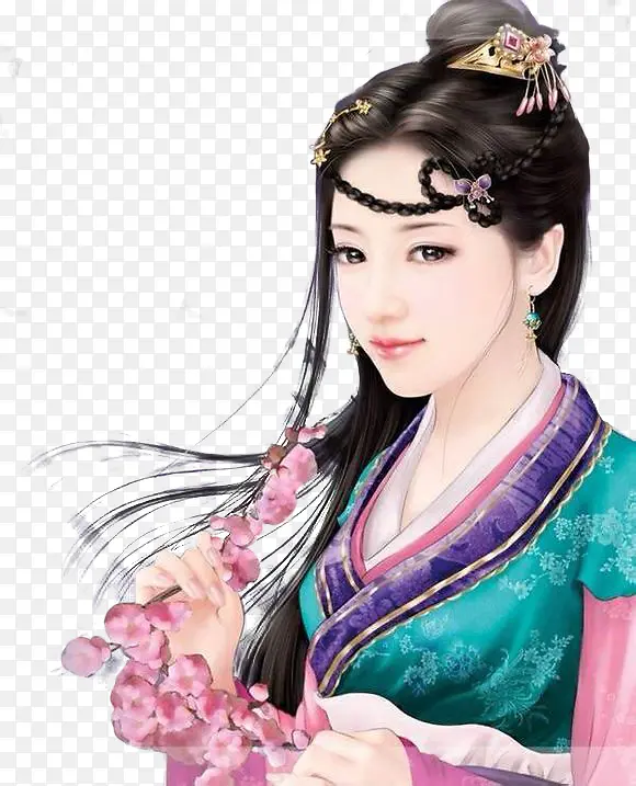 绿色古典女子古风立绘PNG图片素材下载_图片编号qanwjvzd-免抠素材网