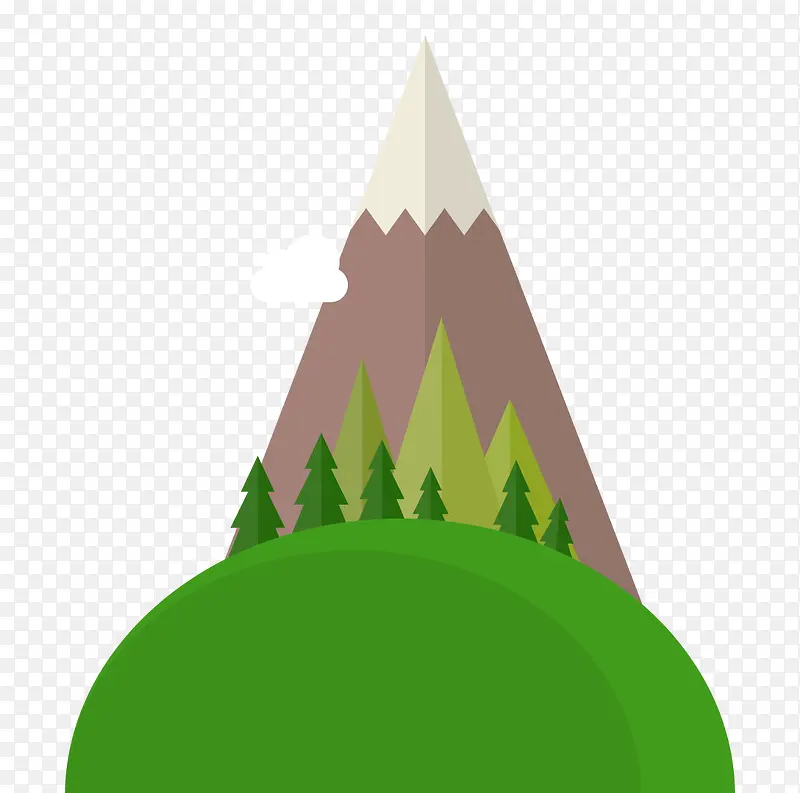 矢量绿色山丘大山和树