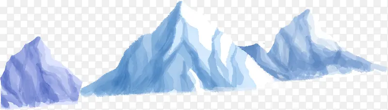 手绘蓝色冬季大山装饰