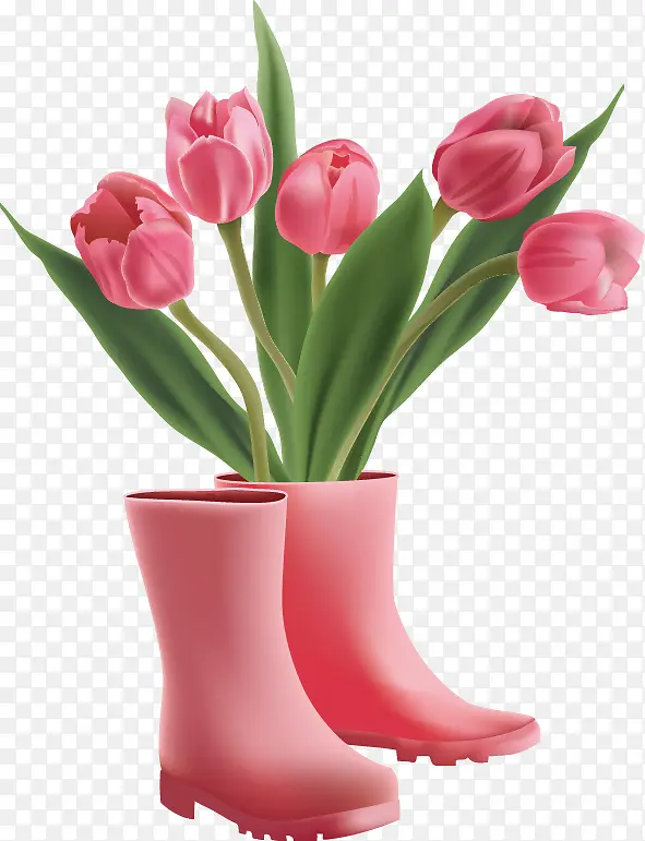 创意粉色郁金香油鞋