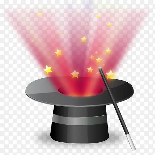 魔术帽与魔杖发出星光效果PNG图片素材下载_图片编号yemdwxdw-免抠素材网