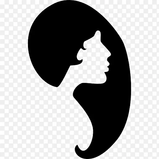 女性的头发和脸的轮廓形状图标