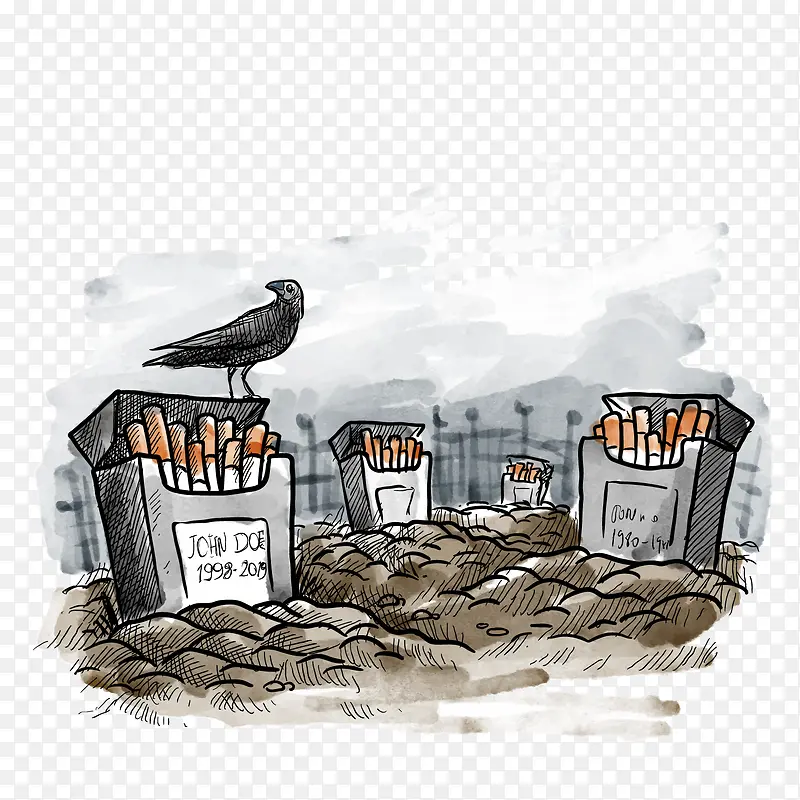 矢量吸烟坟墓