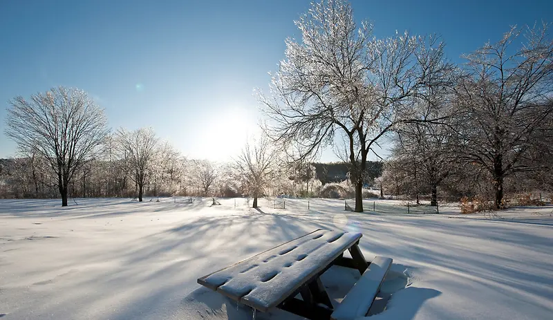 冬日公园美景长椅