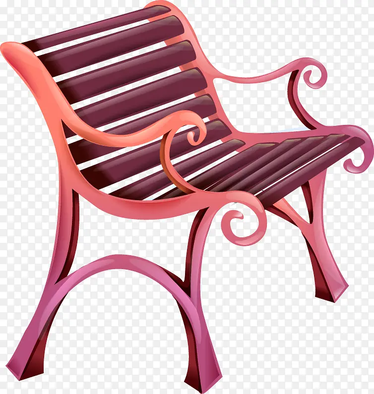 手绘粉色冬季长椅