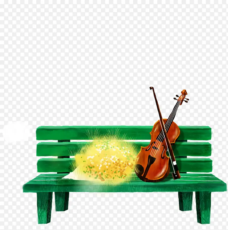 手绘绿色长椅吉他