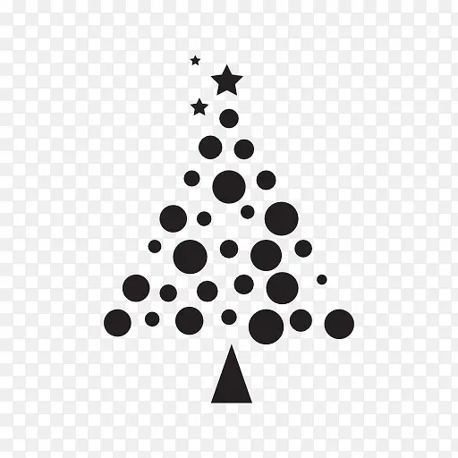 黑色圆形创意星星圣诞树