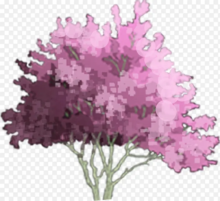 手绘紫色公园景观植物