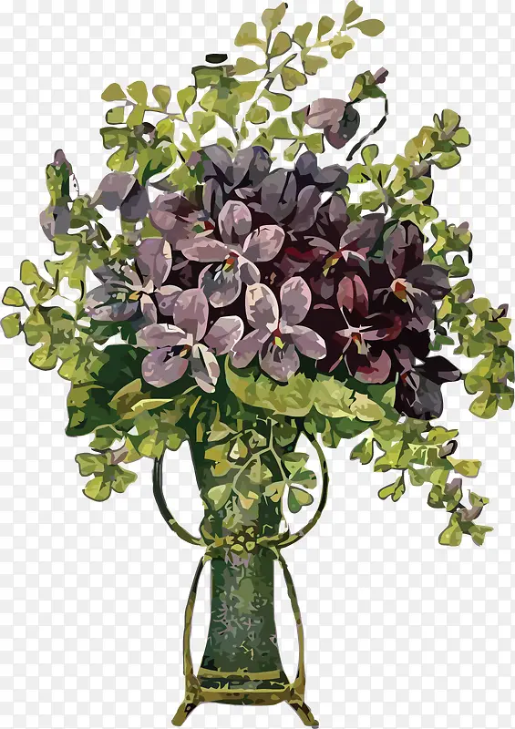 手绘紫罗兰花朵植物