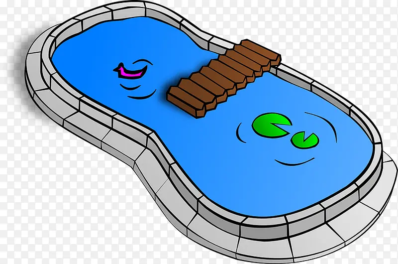 卡通可爱泳池蓝色