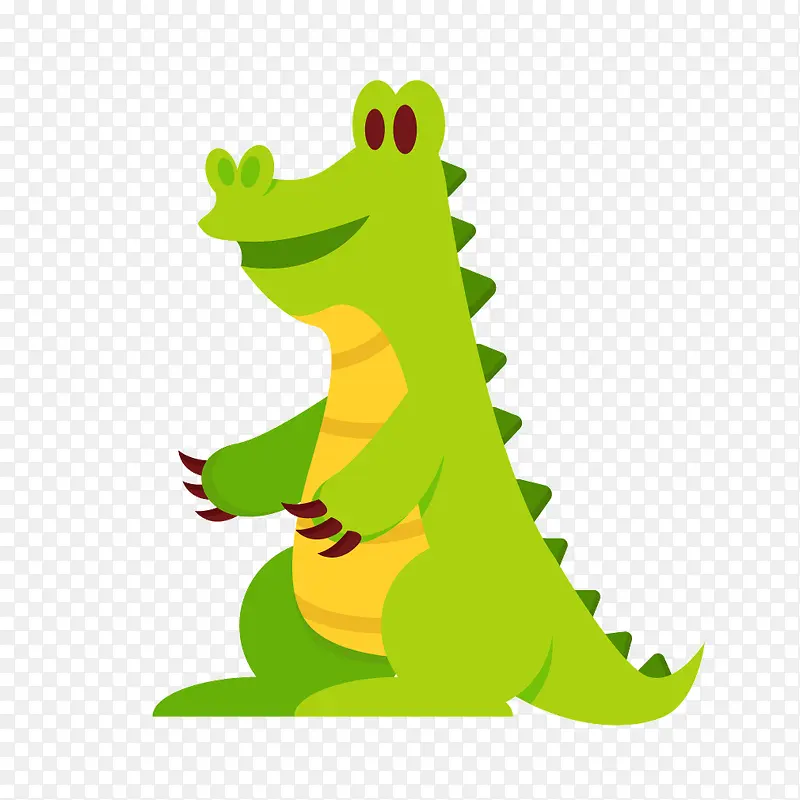 矢量扁平动物绿色鳄鱼