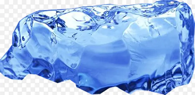 融化的蓝色透明冰冷