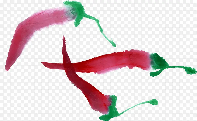 创意手绘水彩红色的朝天椒