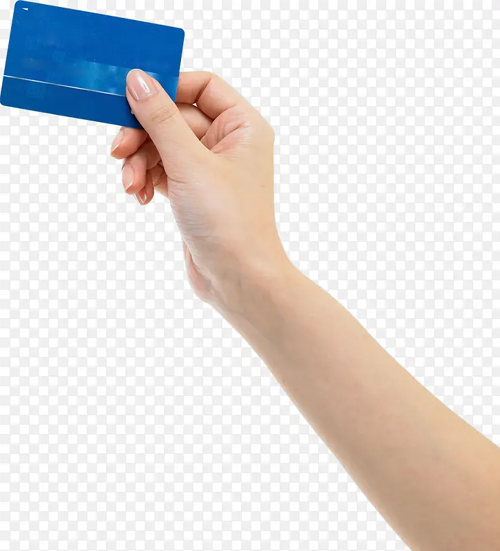 蓝色卡片刷卡手势