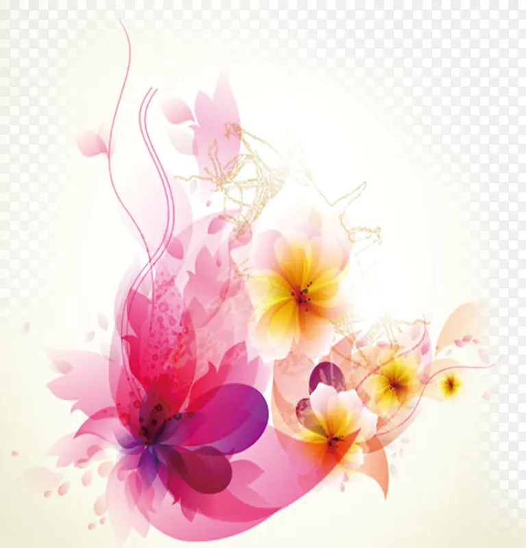 春天缤纷粉黄色花纹装饰