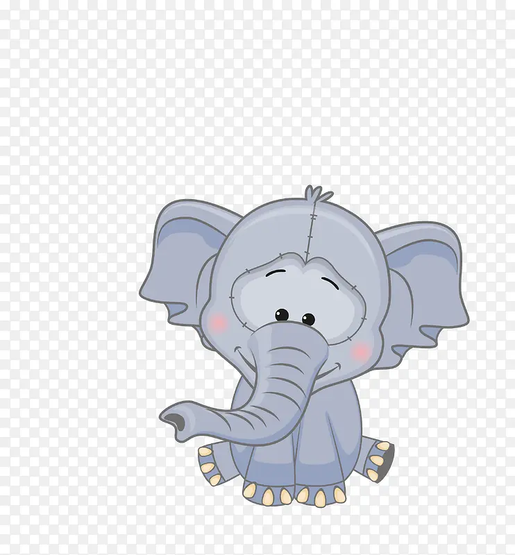 矢量灰色卡通动物小象