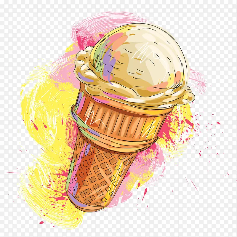 冰淇淋蛋卷手绘