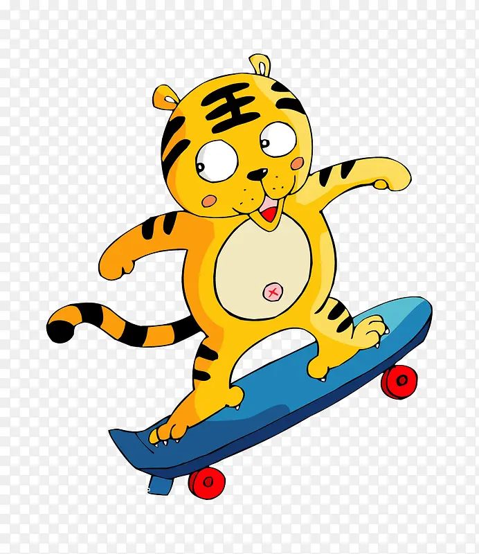 卡通老虎玩滑板