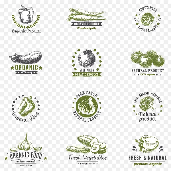 蔬菜有机食物标志图标图片
