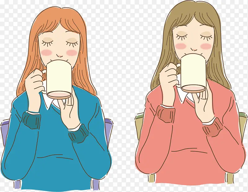 喝水的女孩