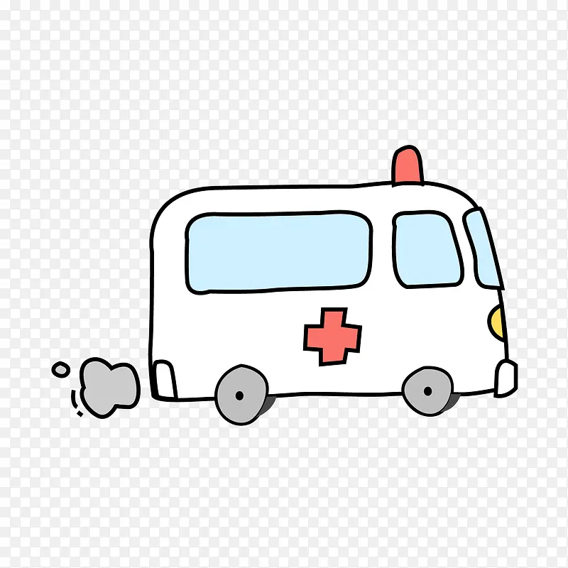 卡通手绘医疗救护车
