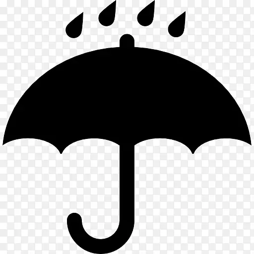 黑人打开伞象征雨滴落在图标