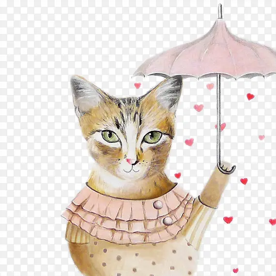 卡通撑伞的猫