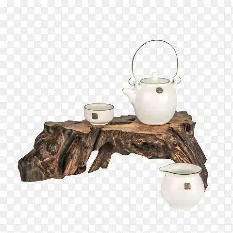 木桩和茶具