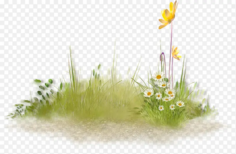 手绘草堆花朵