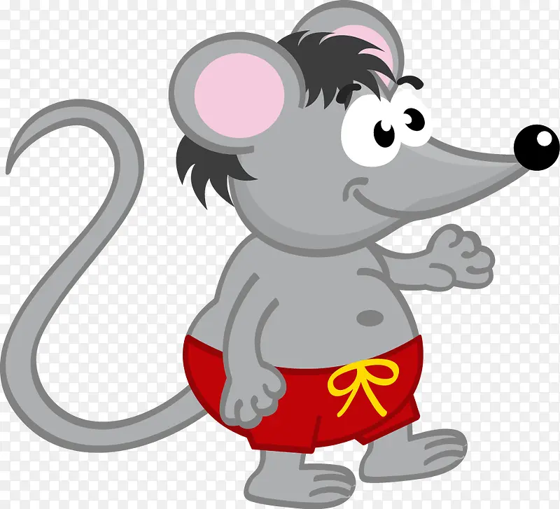 矢量卡通灰色的老鼠