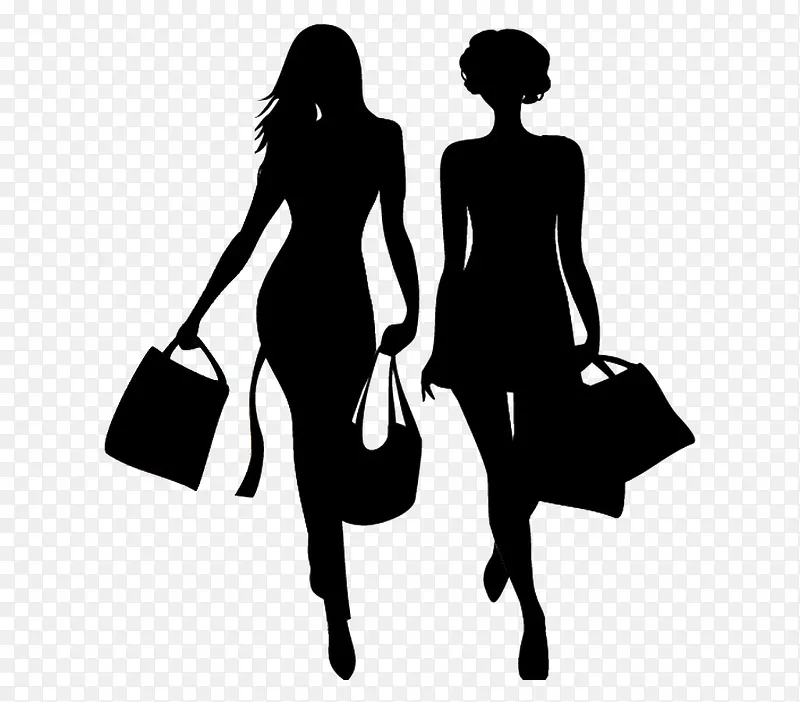 两个黑色女人装饰剪影