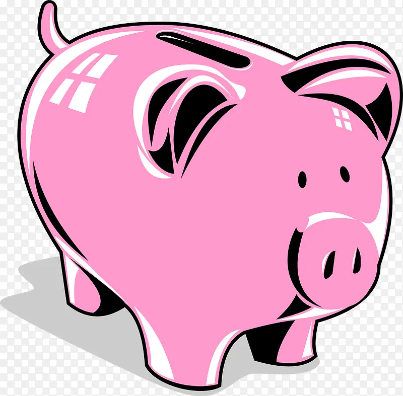 矢量手绘小猪存钱罐
