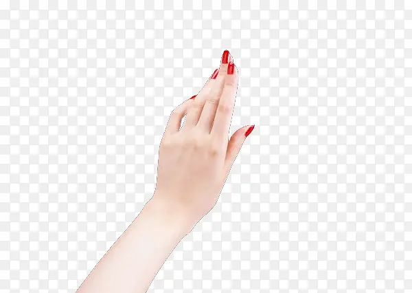 红色指甲女人的手
