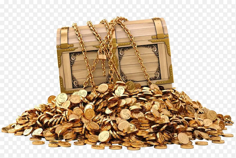 金色木质宝箱金币
