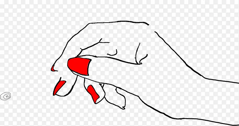 卡通女人的手红色指甲