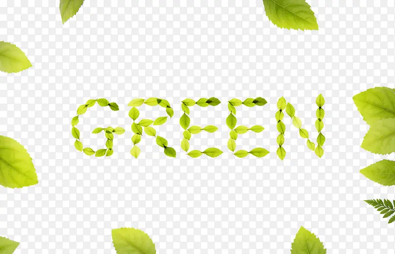 手绘绿色卡通环保字母
