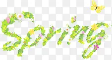 春天spring字母字体蝴蝶