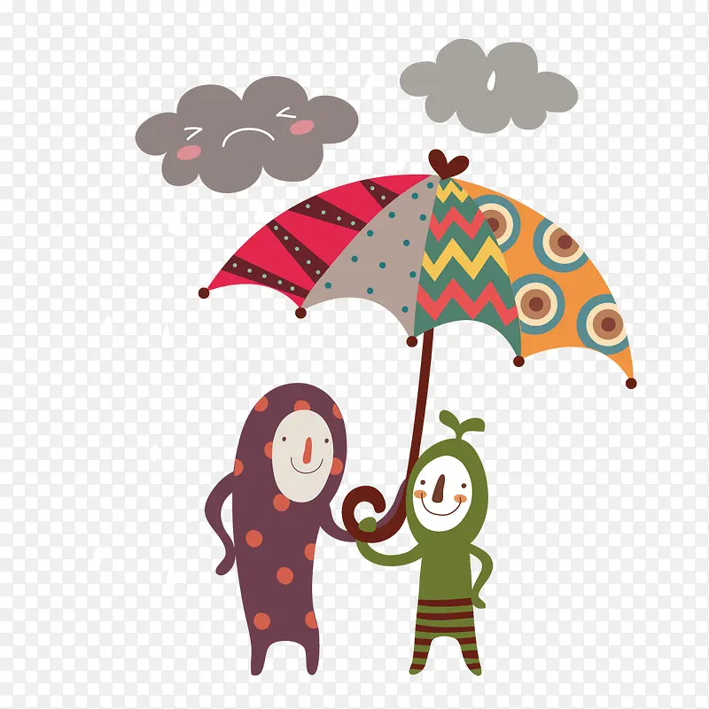 扁平化雨天打伞