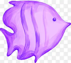 手绘紫色扁平化鱼儿