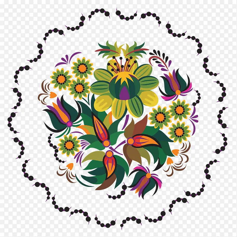 手绘彩色小花植物装饰