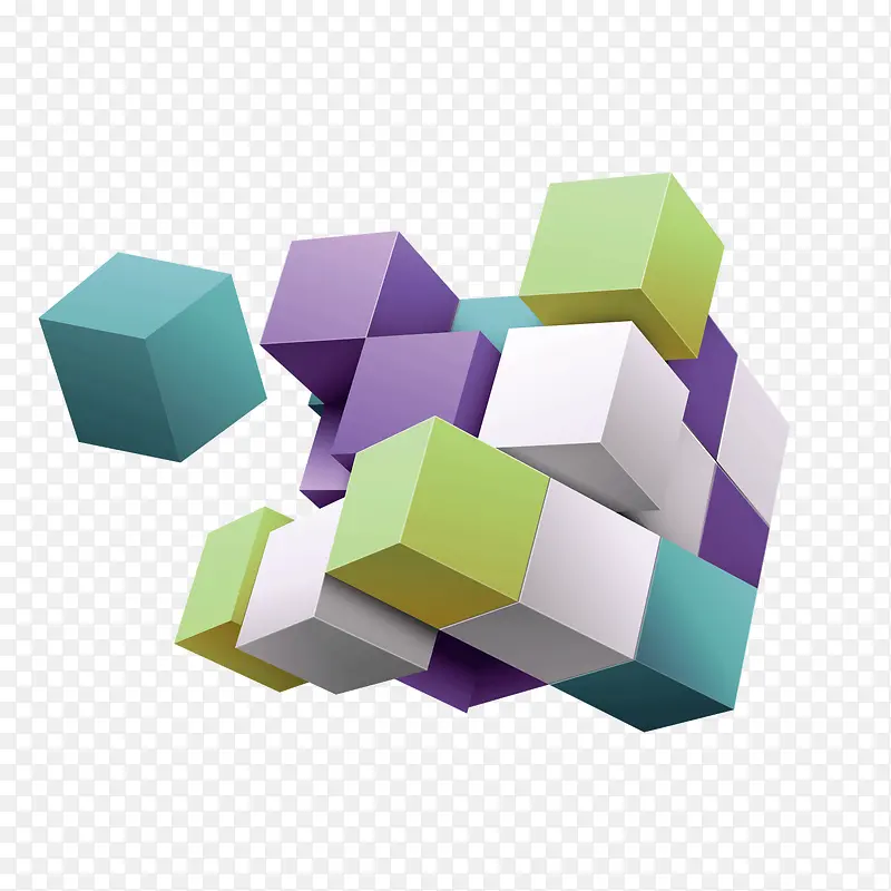 矢量立体彩色方体方块