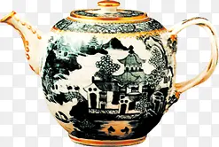 中国风黄色茶壶装饰