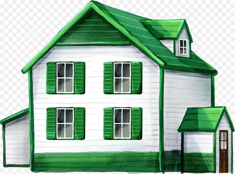 绿色房屋插画风格