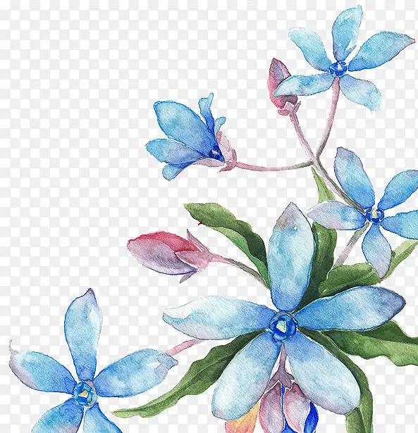 彩绘蓝花装饰素材
