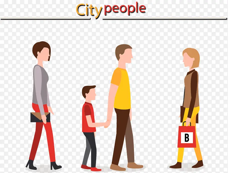 卡通城市人物设计矢量图