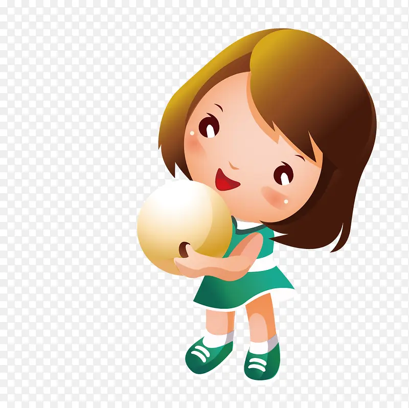 拿保龄球的卡通女孩